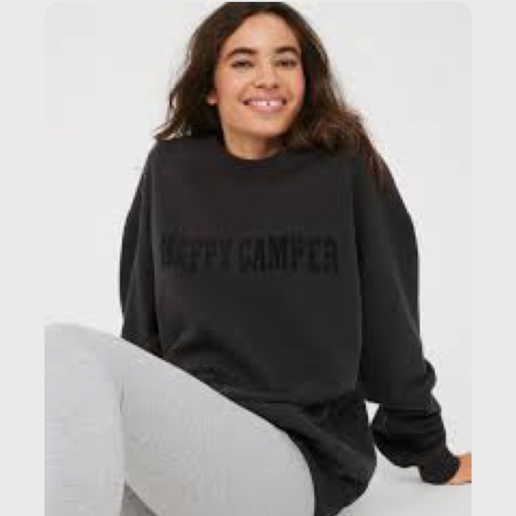 OFFLINE By Aerie Throw-Back Fleece Crewneck Sweatshirt grey shadow - Picture 4 of 4